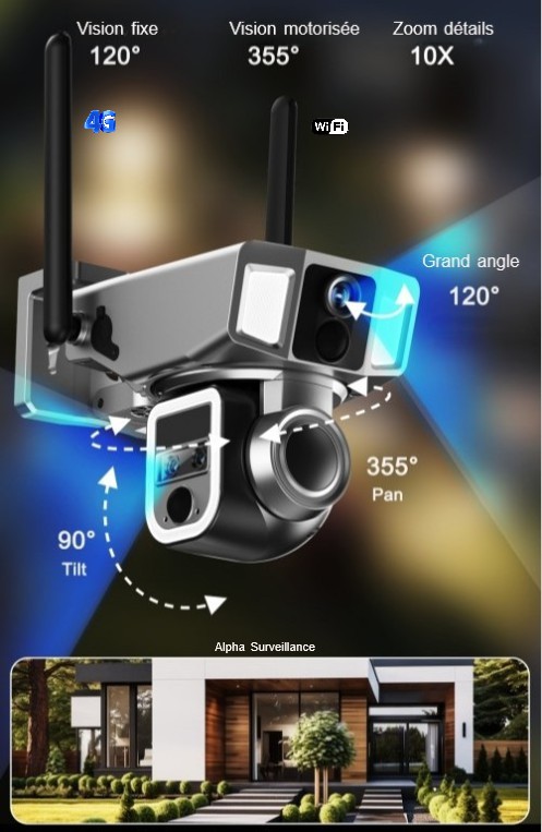 Caméra 4G PTZ zoom x10 autonome solaire pilotable iPhone Android