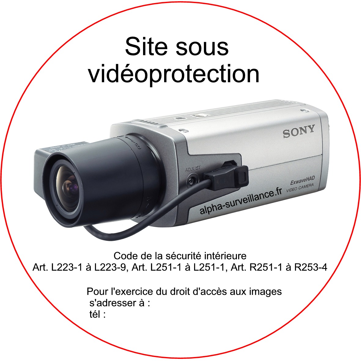 Signalisation "Site sous vidéoprotection". Lot 5 stickers